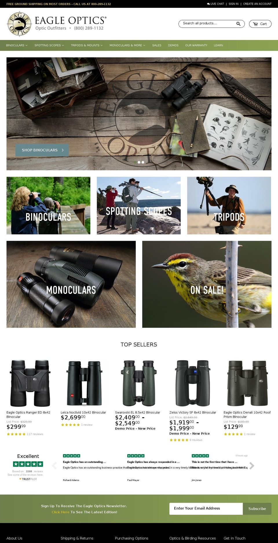 Eagle Optics - March 16th Shopify theme site example binoculars101.net