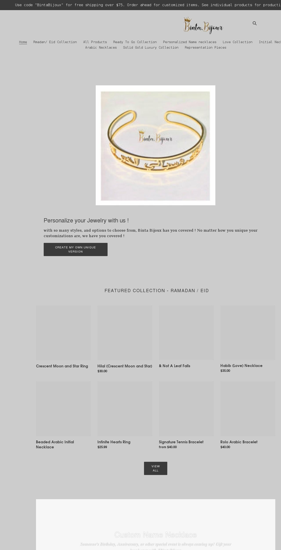 bintabijoux.com shopify website screenshot