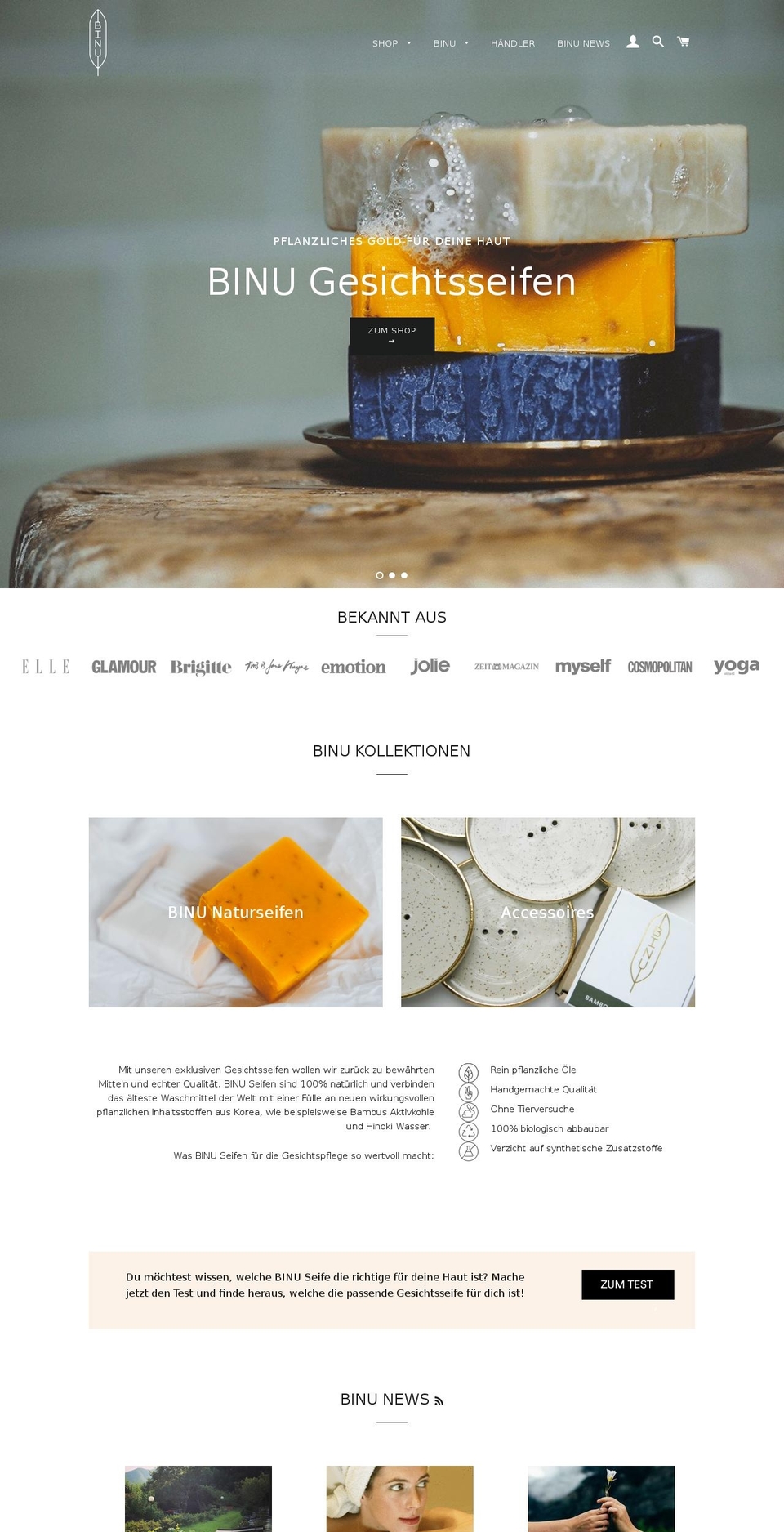 binu-beauty.de shopify website screenshot