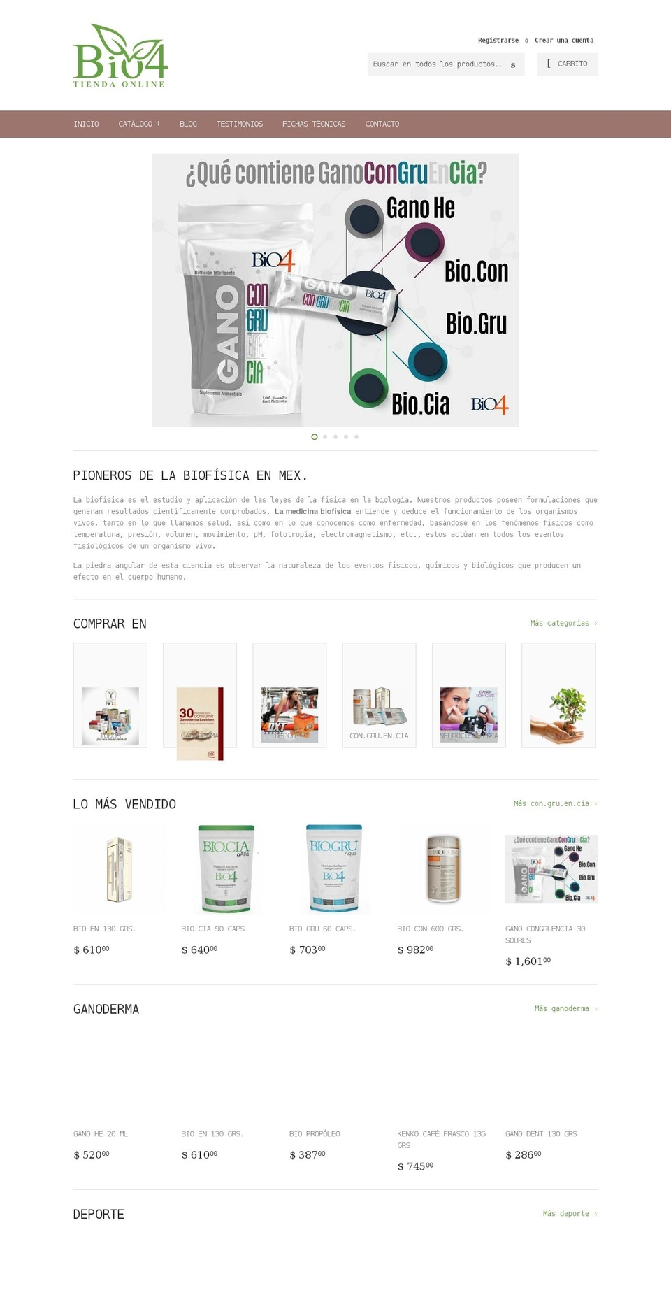 bio4tiendaonline.com shopify website screenshot