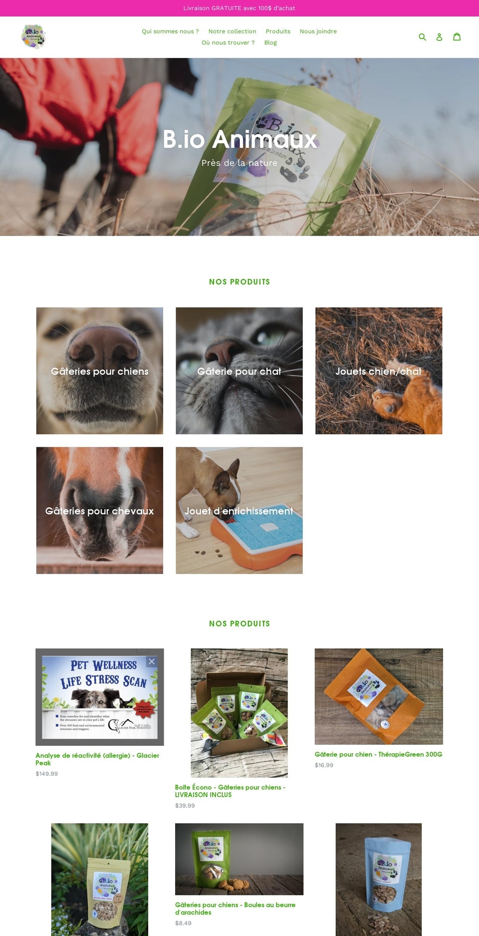 bioanimaux.ca shopify website screenshot