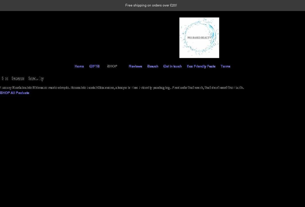biobasedbeauty.co.uk shopify website screenshot