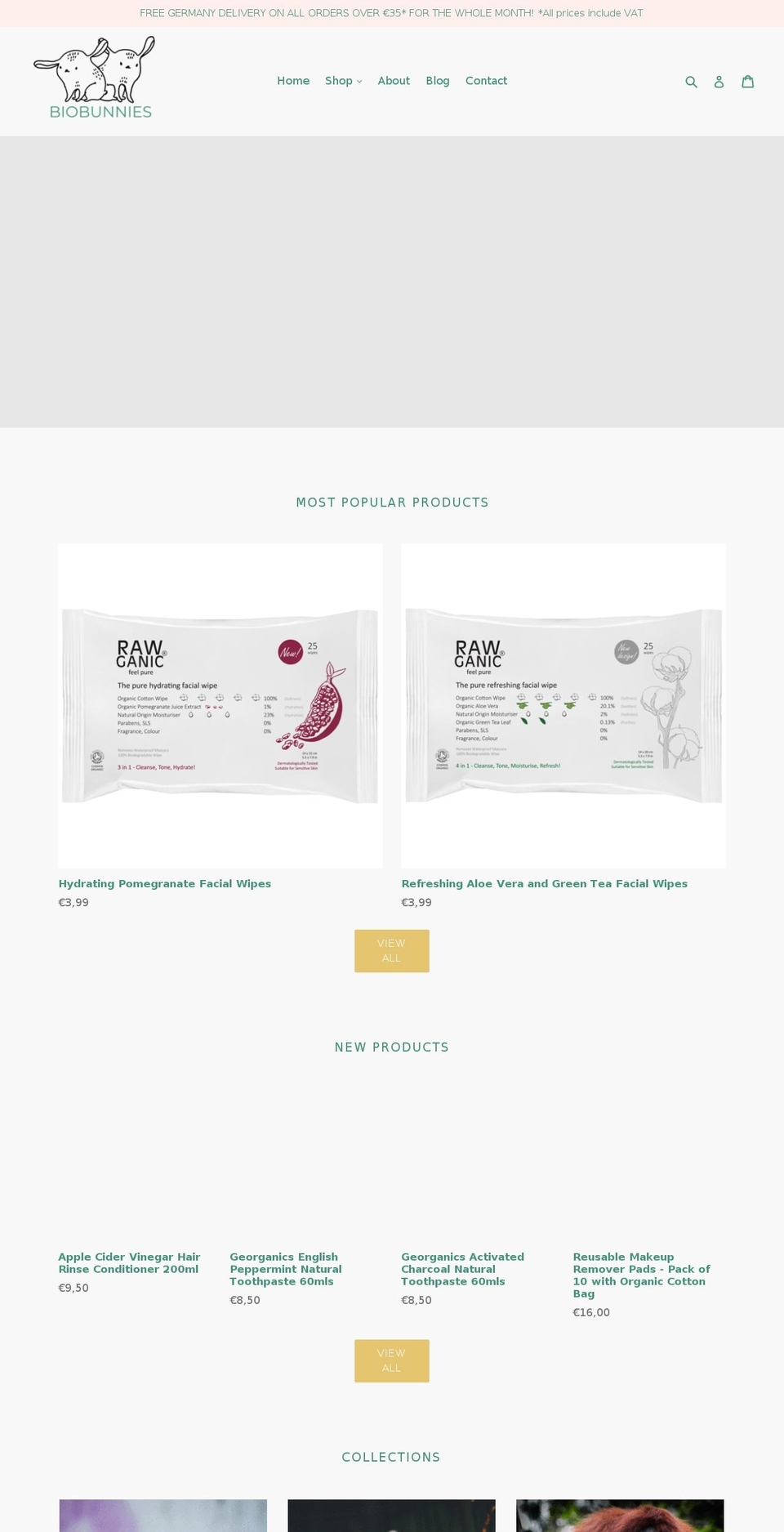 biobunnies.com shopify website screenshot