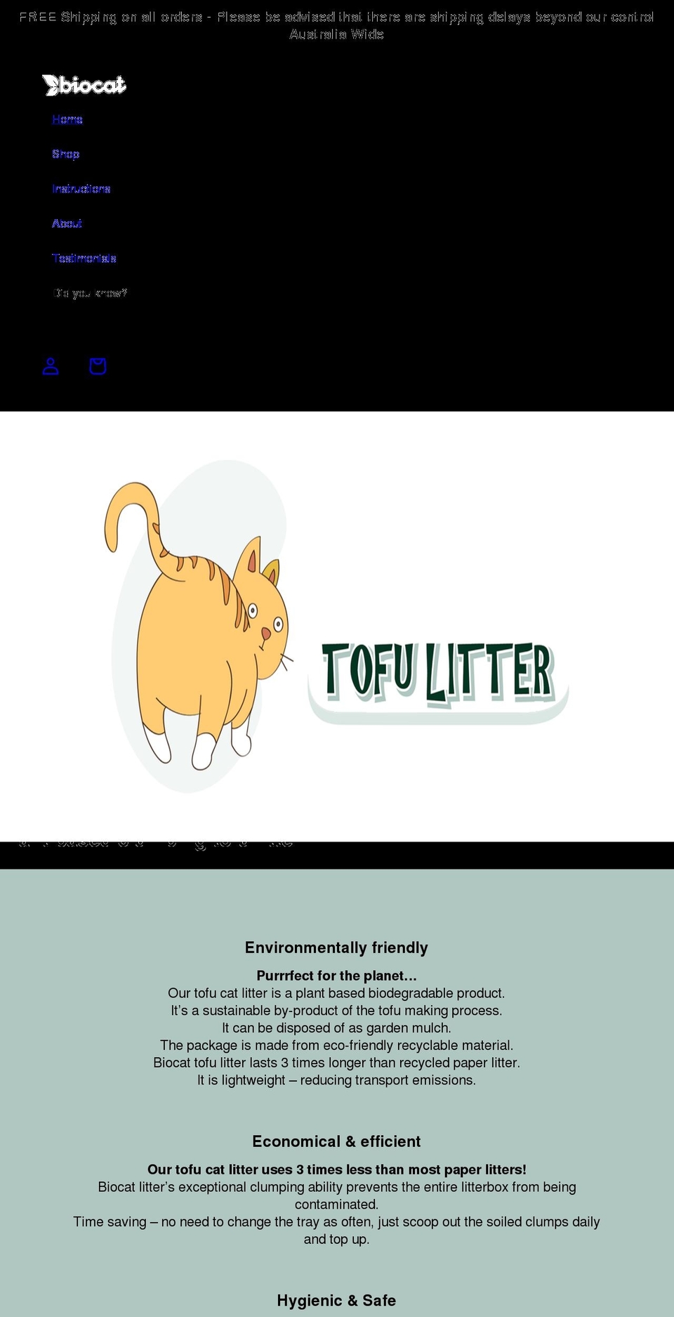 biocatlitter.com.au shopify website screenshot