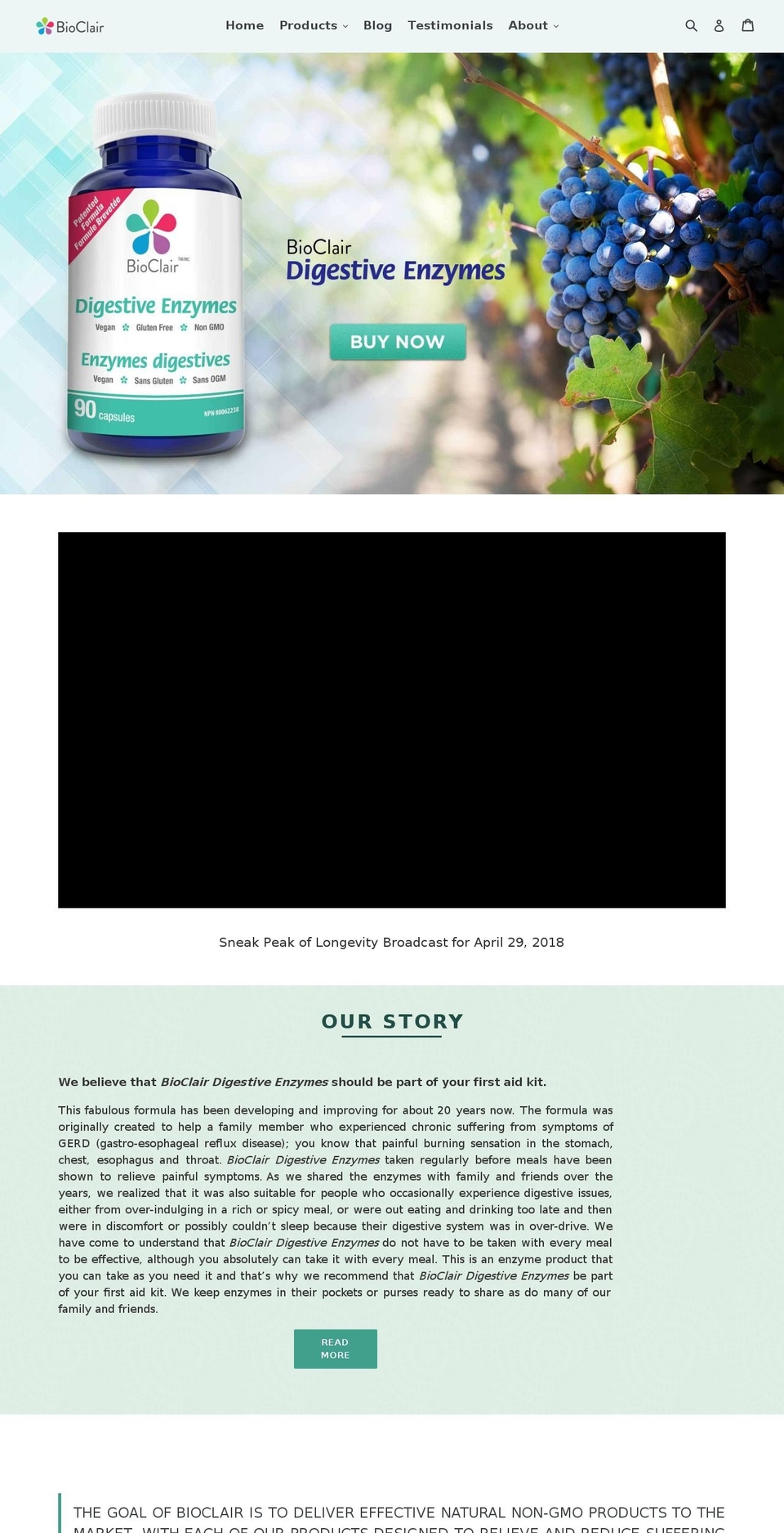 bioclair.ca shopify website screenshot