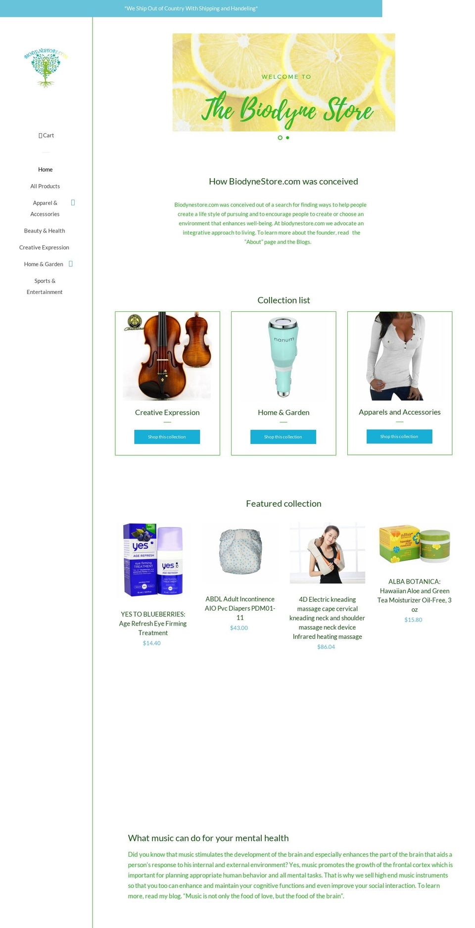 biodynestore.com — Shopify storefront screenshot