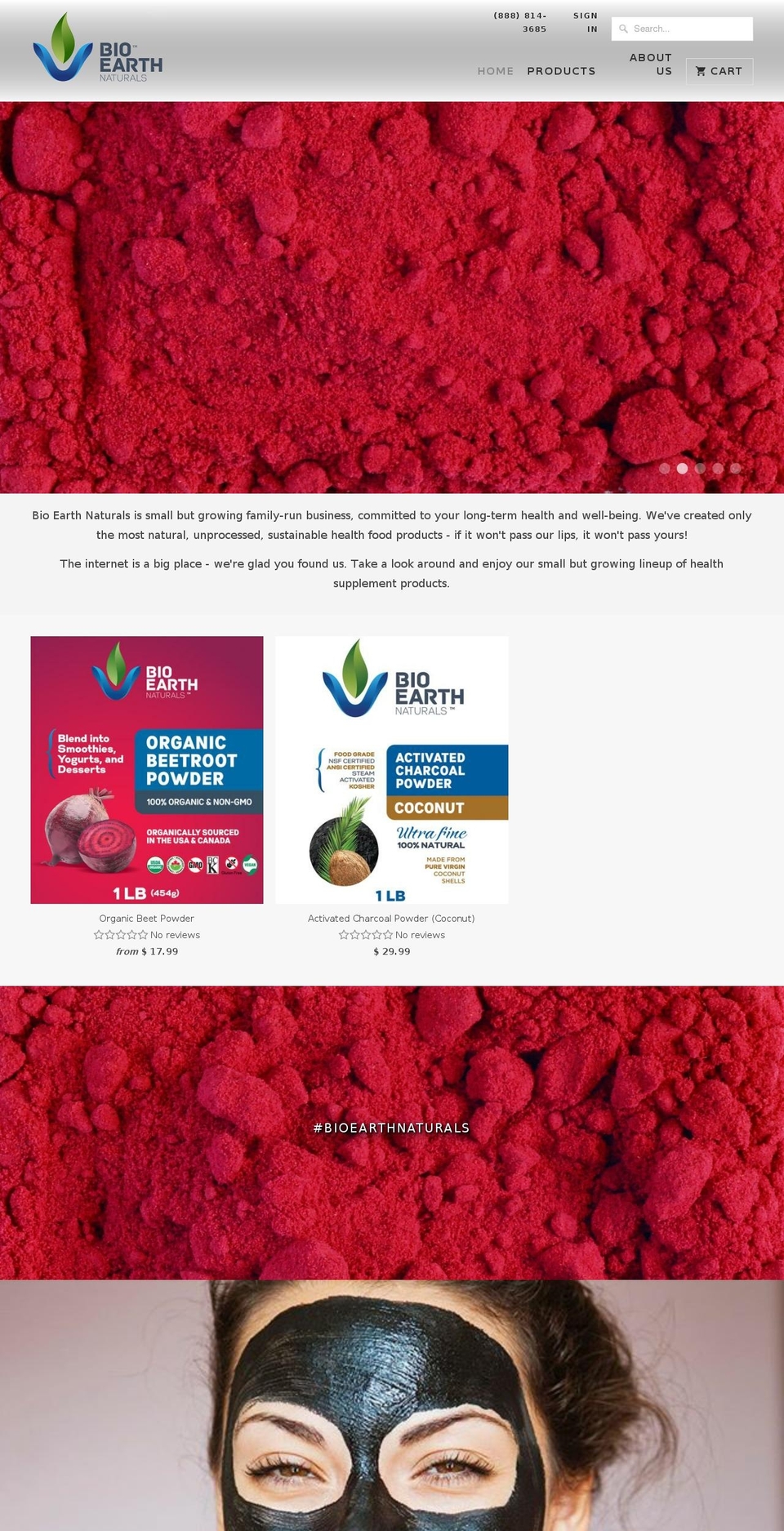 bioearthnaturals.com — Shopify storefront screenshot