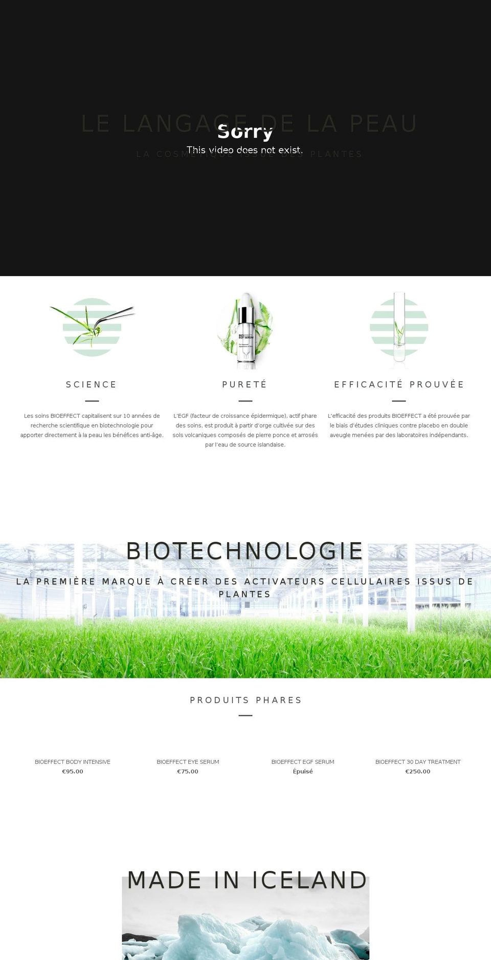 bioeffect.be shopify website screenshot