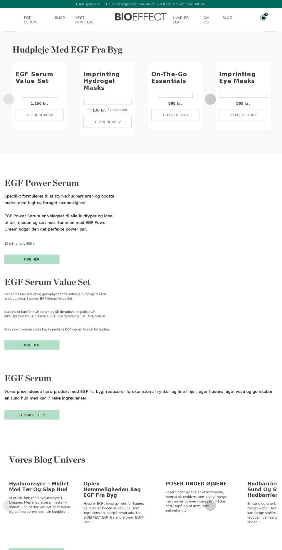 bioeffect.dk shopify website screenshot