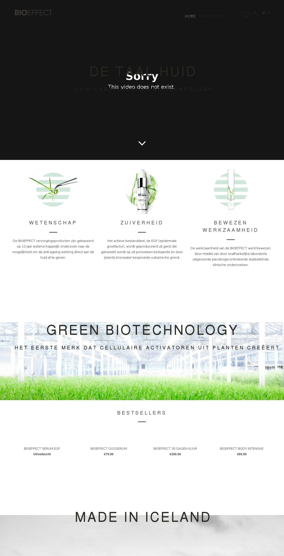 bioeffect.nl shopify website screenshot