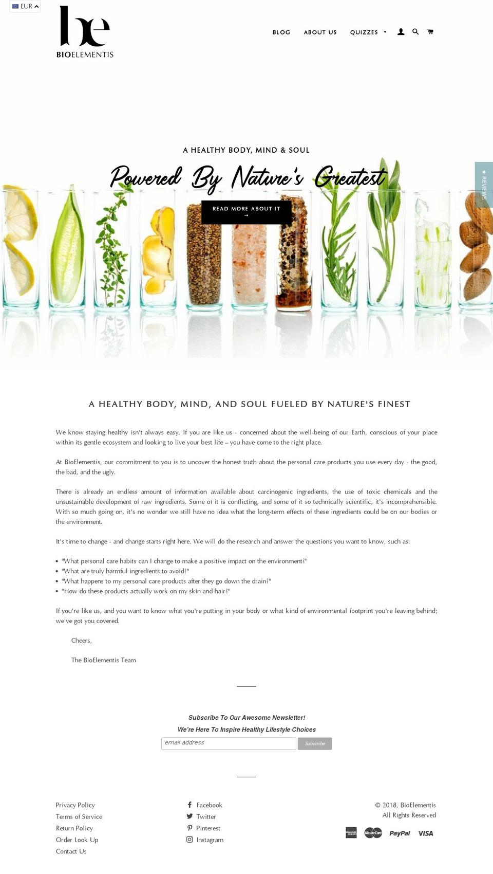 bioelementis.com — Shopify storefront screenshot