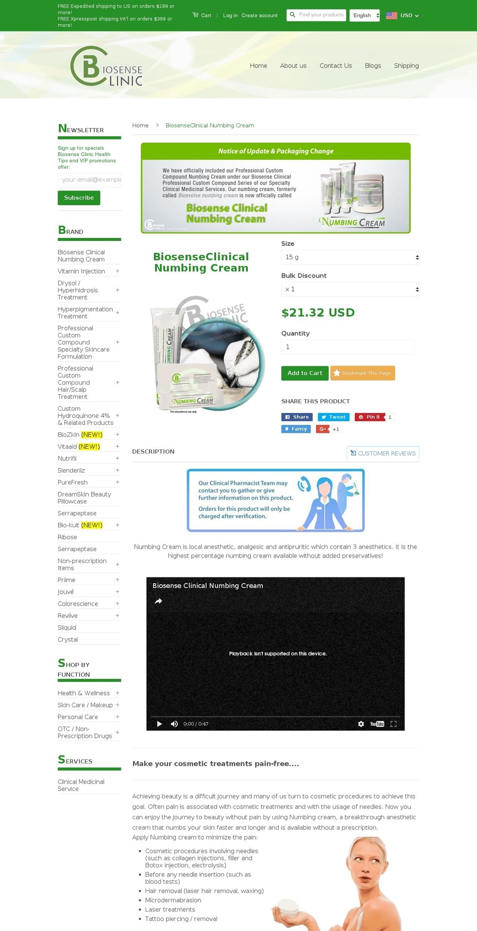 bioevolvenumbingcream.com shopify website screenshot