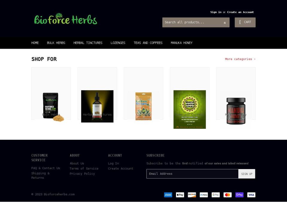 bioforceherbs.com shopify website screenshot