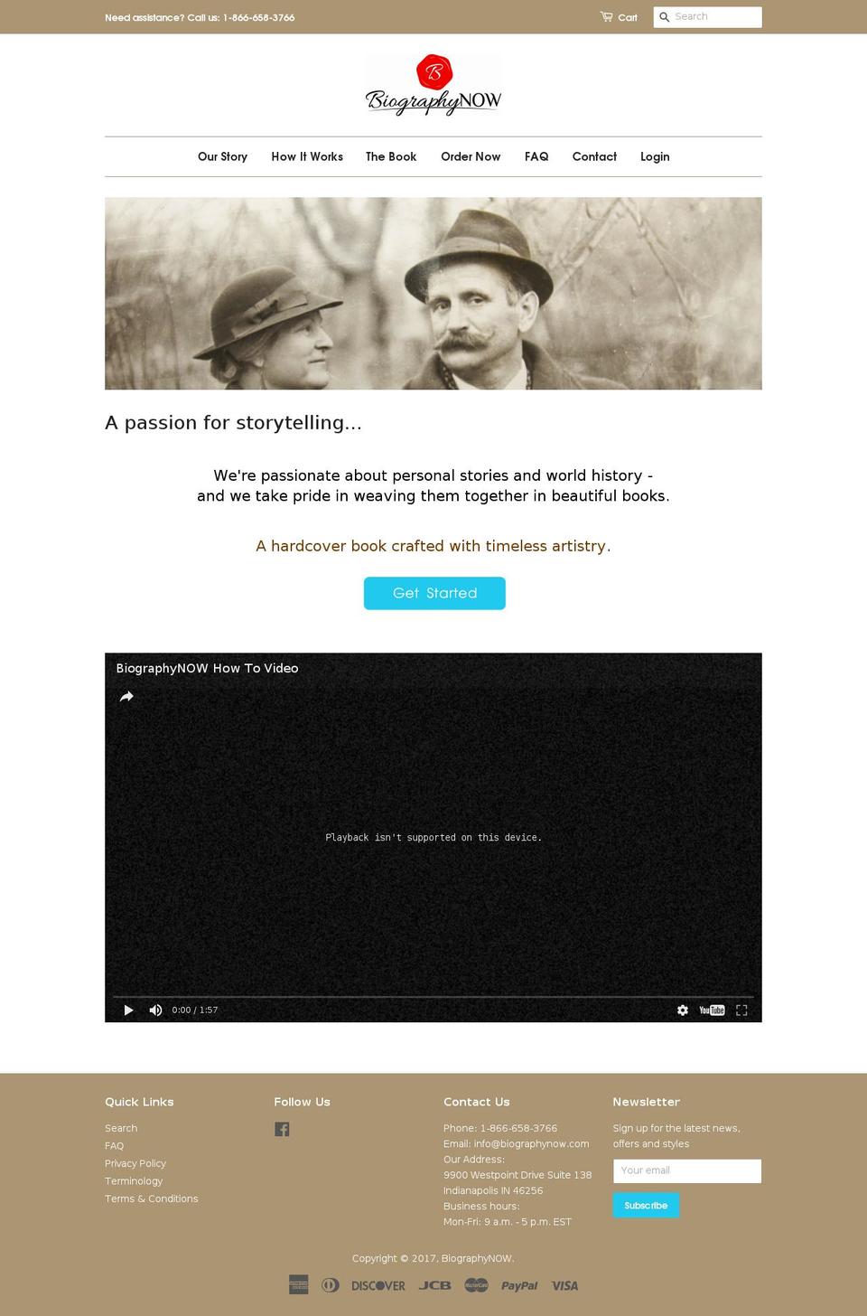 biographynow.com shopify website screenshot