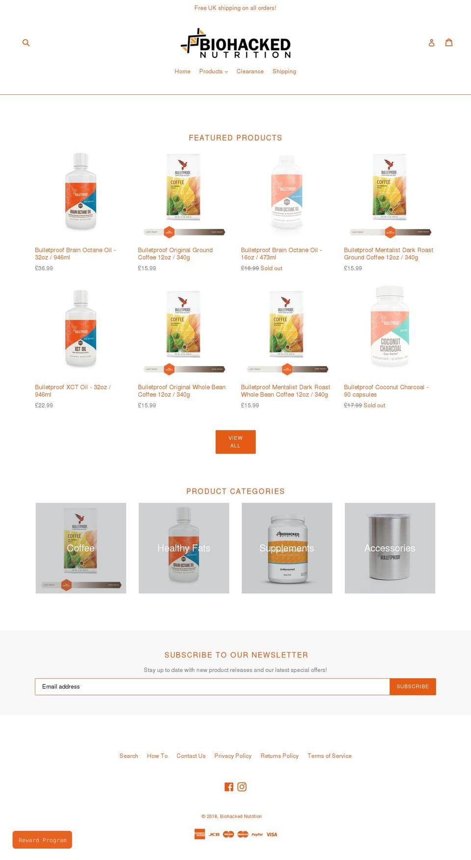 biohackednutrition.com shopify website screenshot