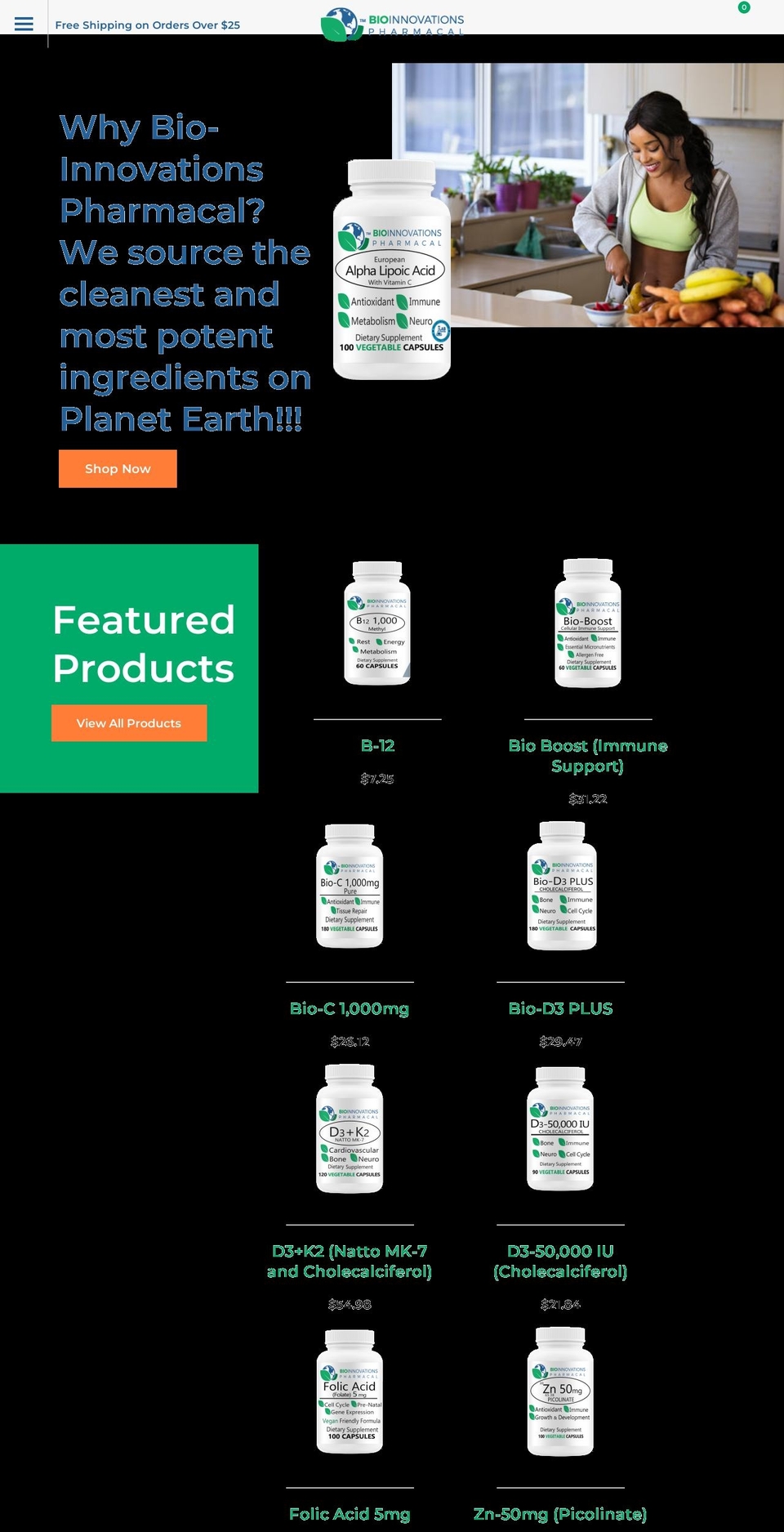 bioinnovationspharmacal.com shopify website screenshot