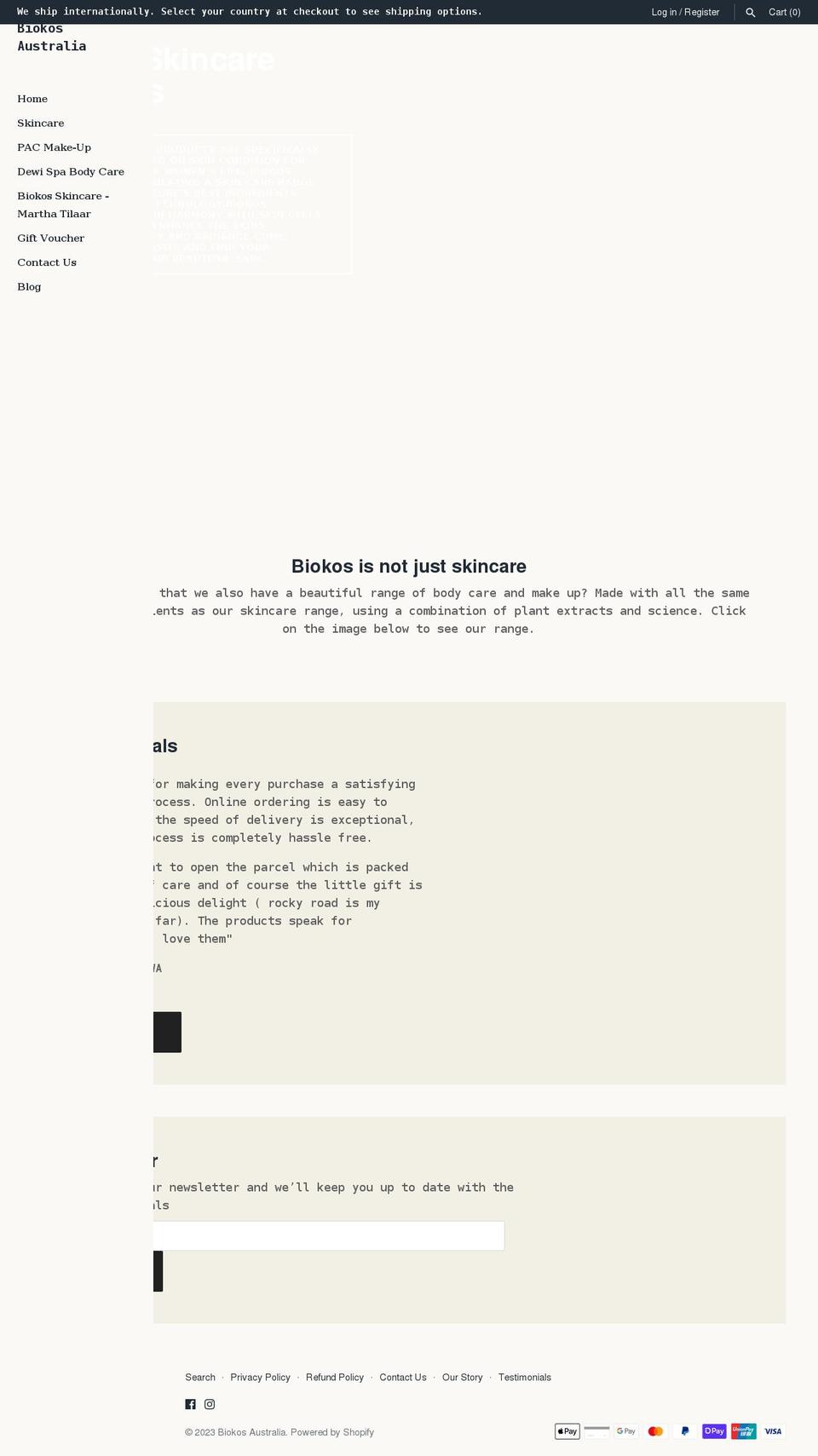 biokosaustralia.com shopify website screenshot