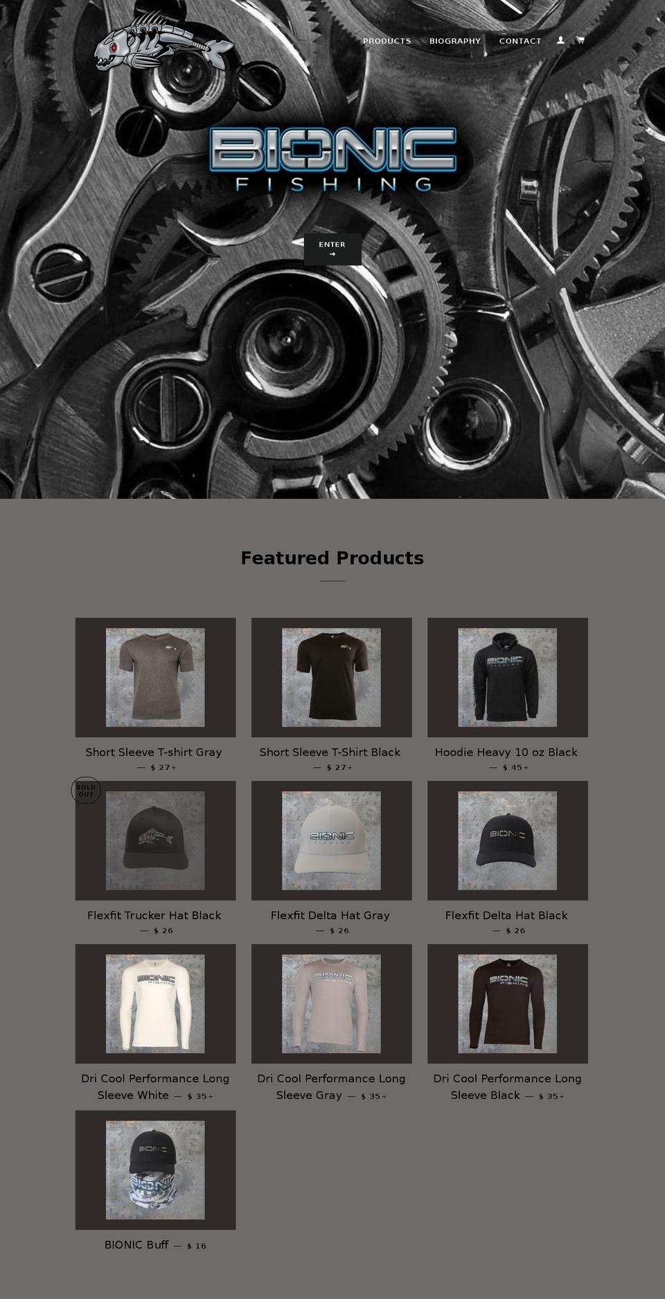 bionicfishing.com — Shopify storefront screenshot