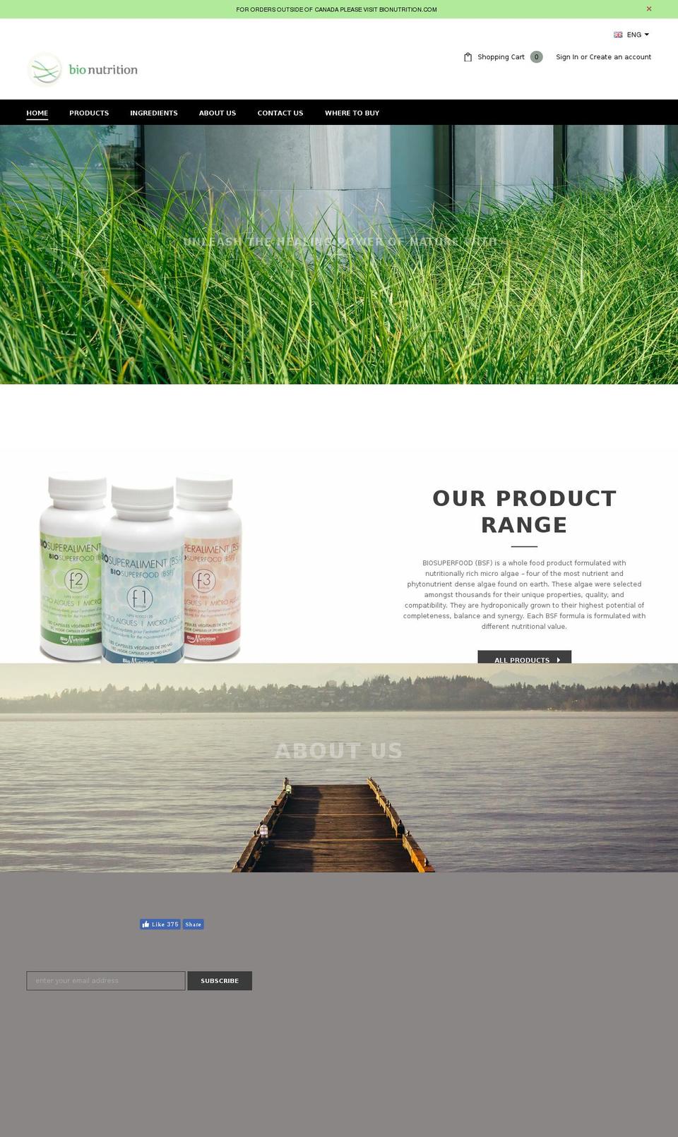 bionutrition.ca shopify website screenshot