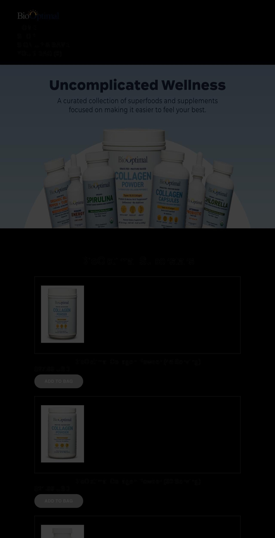 Optimal Shopify theme site example biooptimalsupplements.com