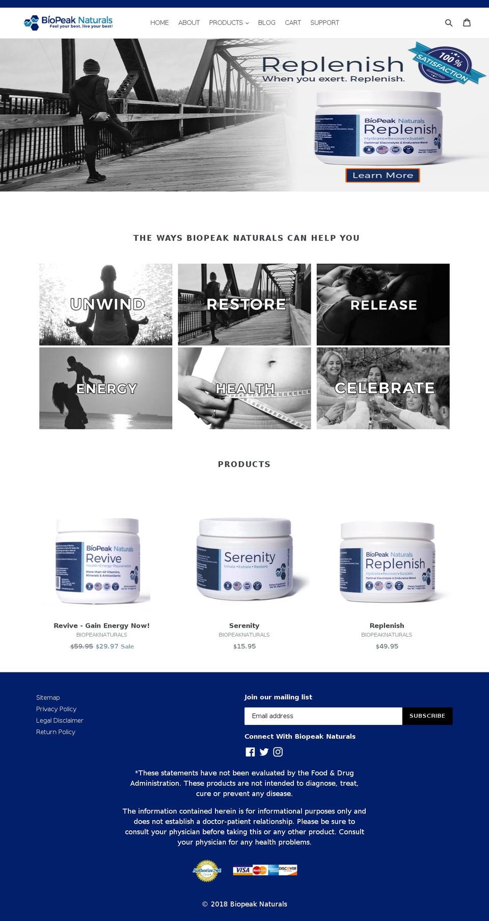 biopeaknaturals.com — Shopify storefront screenshot