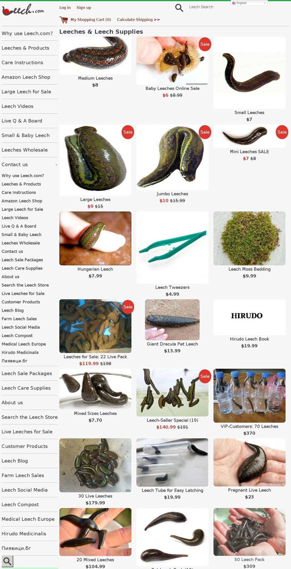 biopharmleeches.com — Shopify storefront screenshot