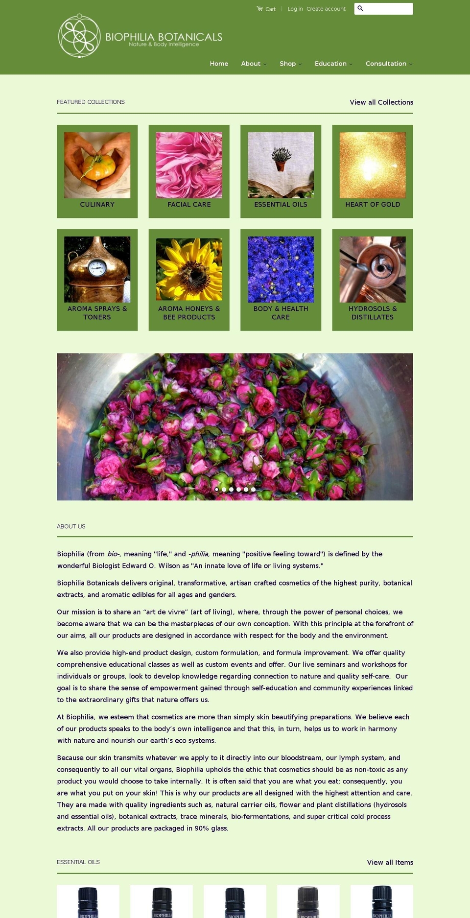 biophiliabotanicals.com shopify website screenshot