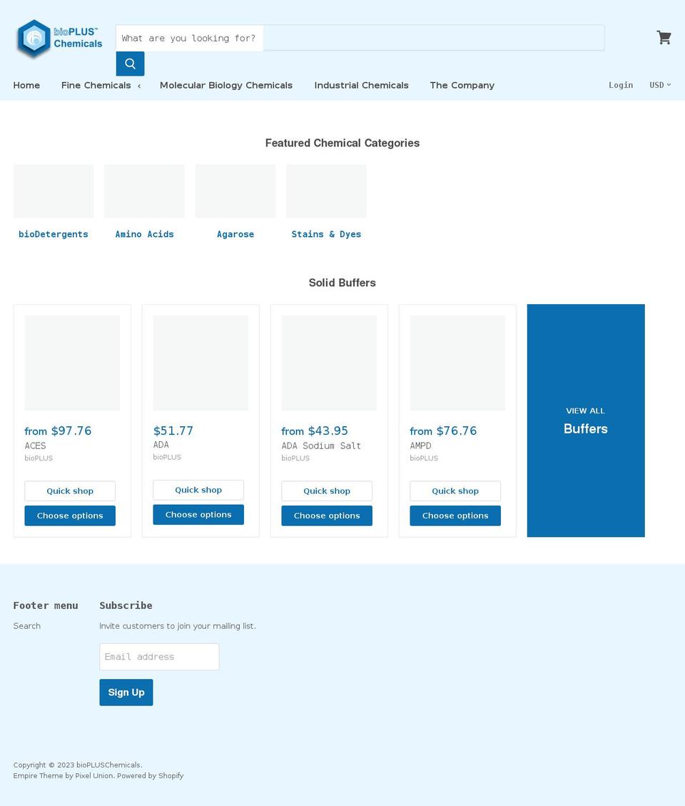 biopluschemicals.com shopify website screenshot