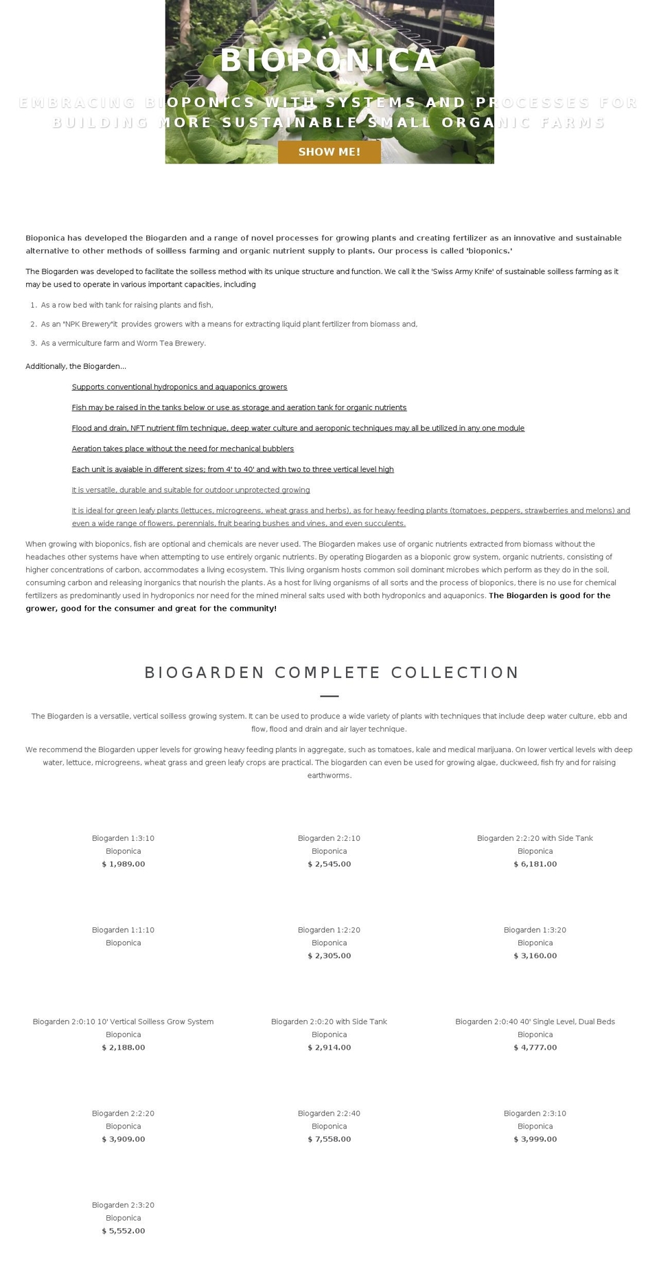 bioponica.org shopify website screenshot