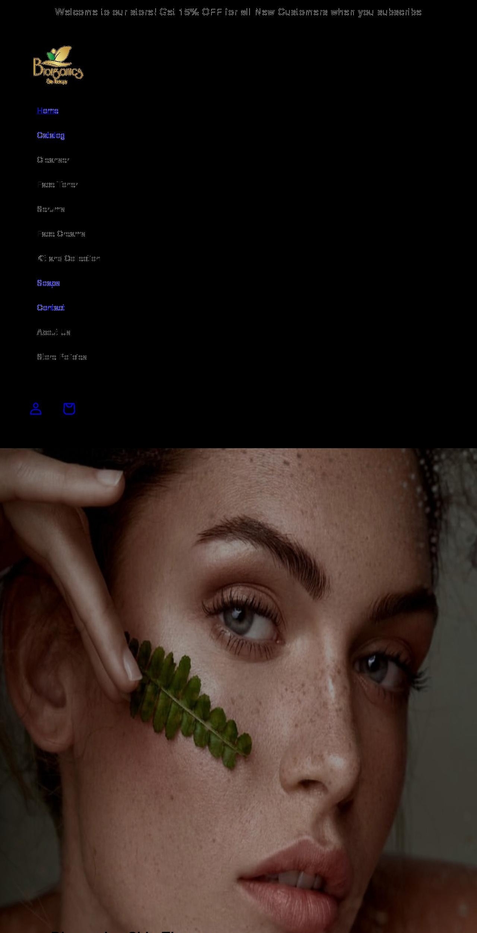 biorganicsskintherapy.com shopify website screenshot