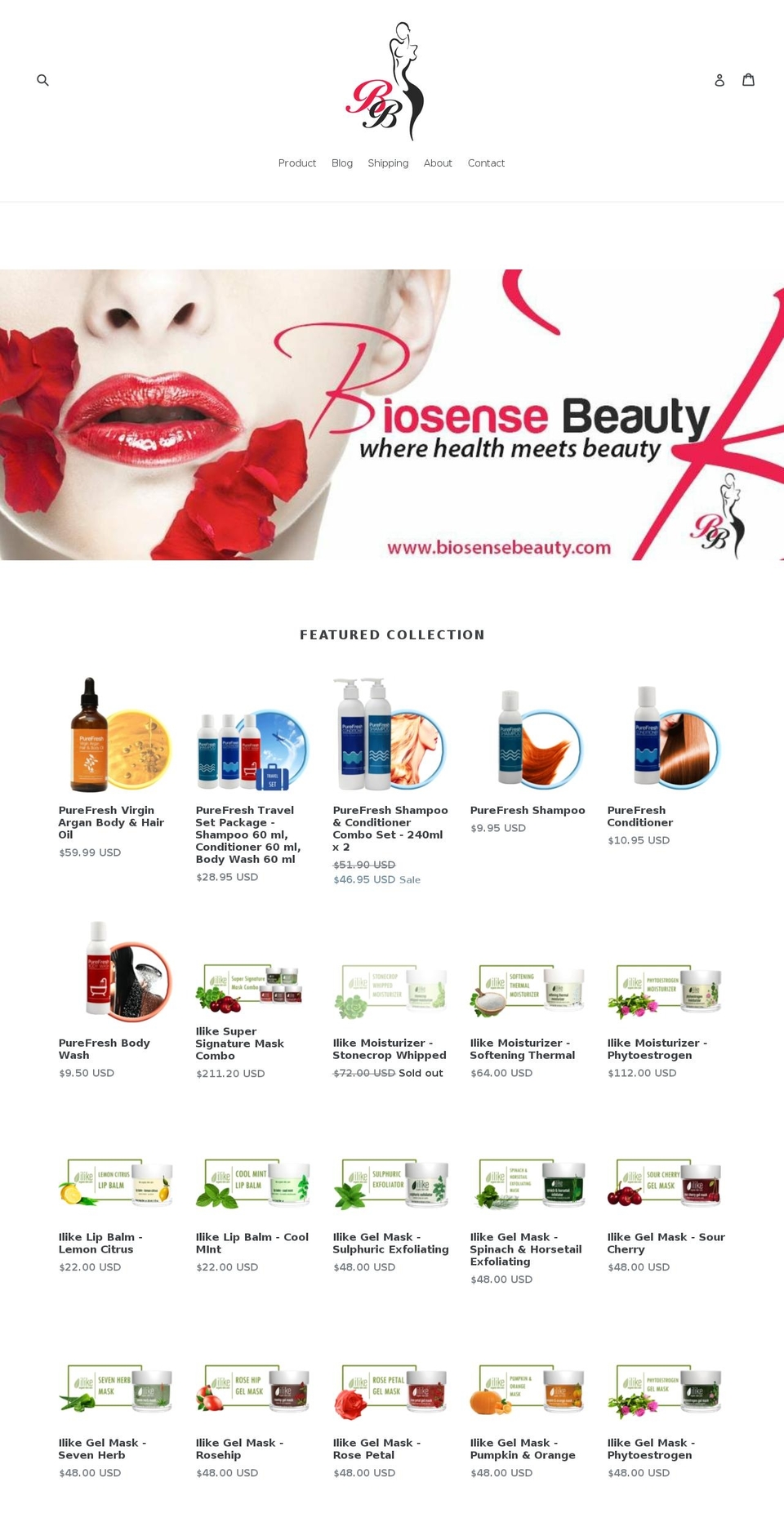 biosensebeauty.com shopify website screenshot