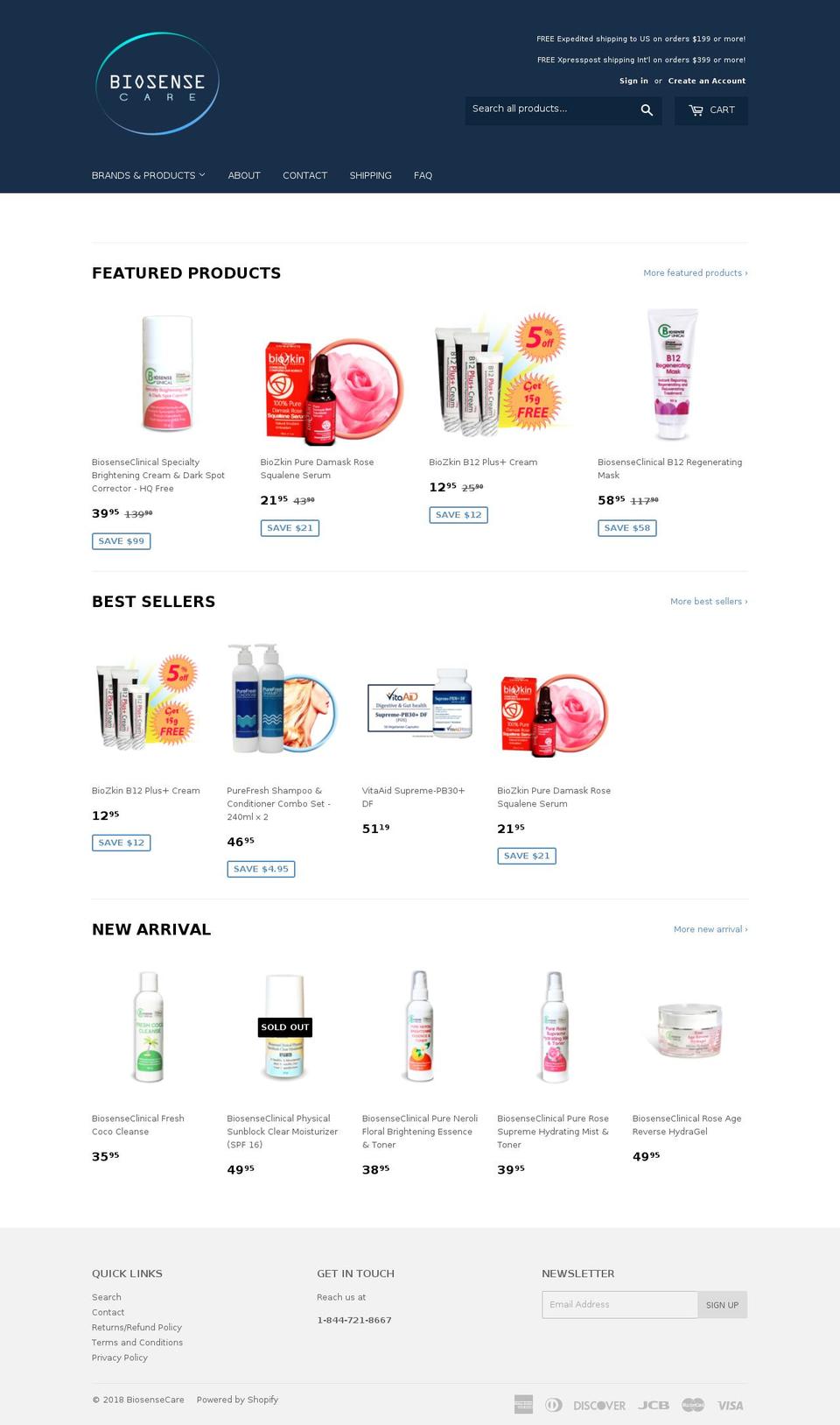 biosensecare.com — Shopify storefront screenshot