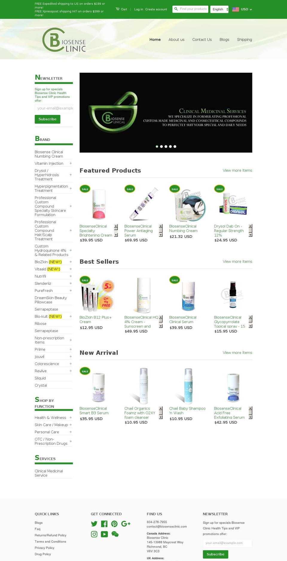 classic Shopify theme site example biosenseclinic.com