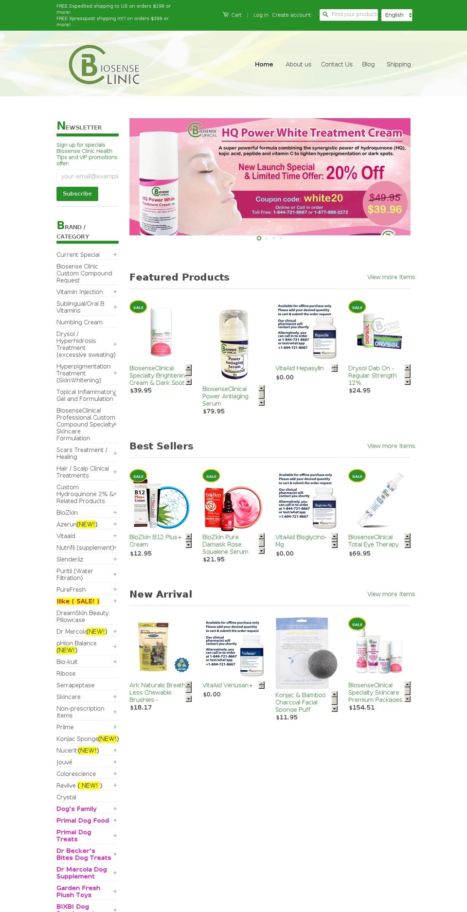 biosenseclinicalpharmacy.com — Shopify storefront screenshot