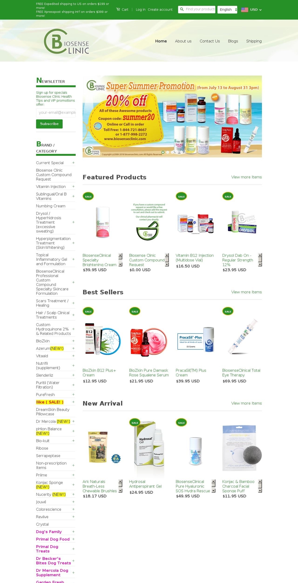 biosenseclinics.com — Shopify storefront screenshot