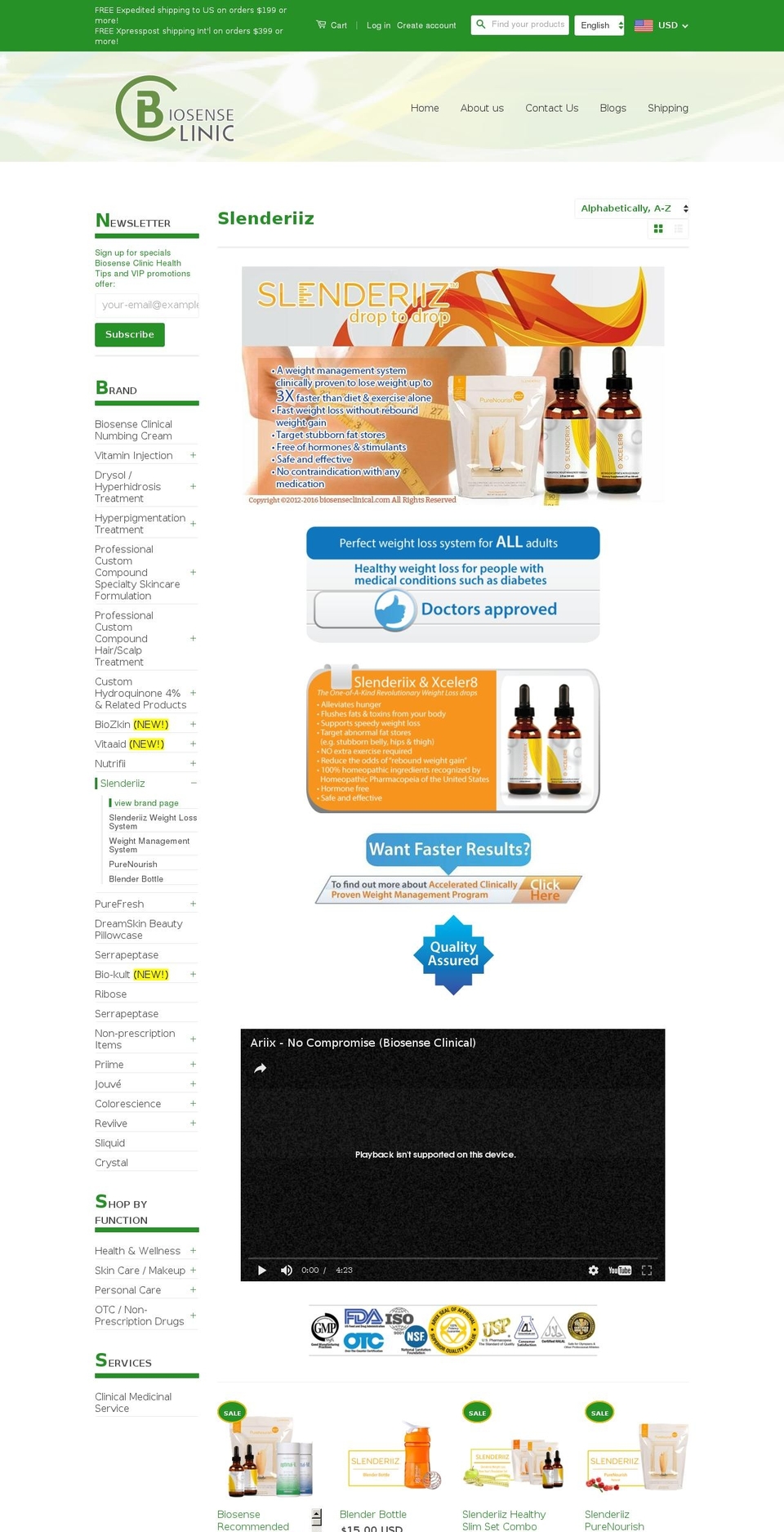 biosenseslenderiiz.com shopify website screenshot