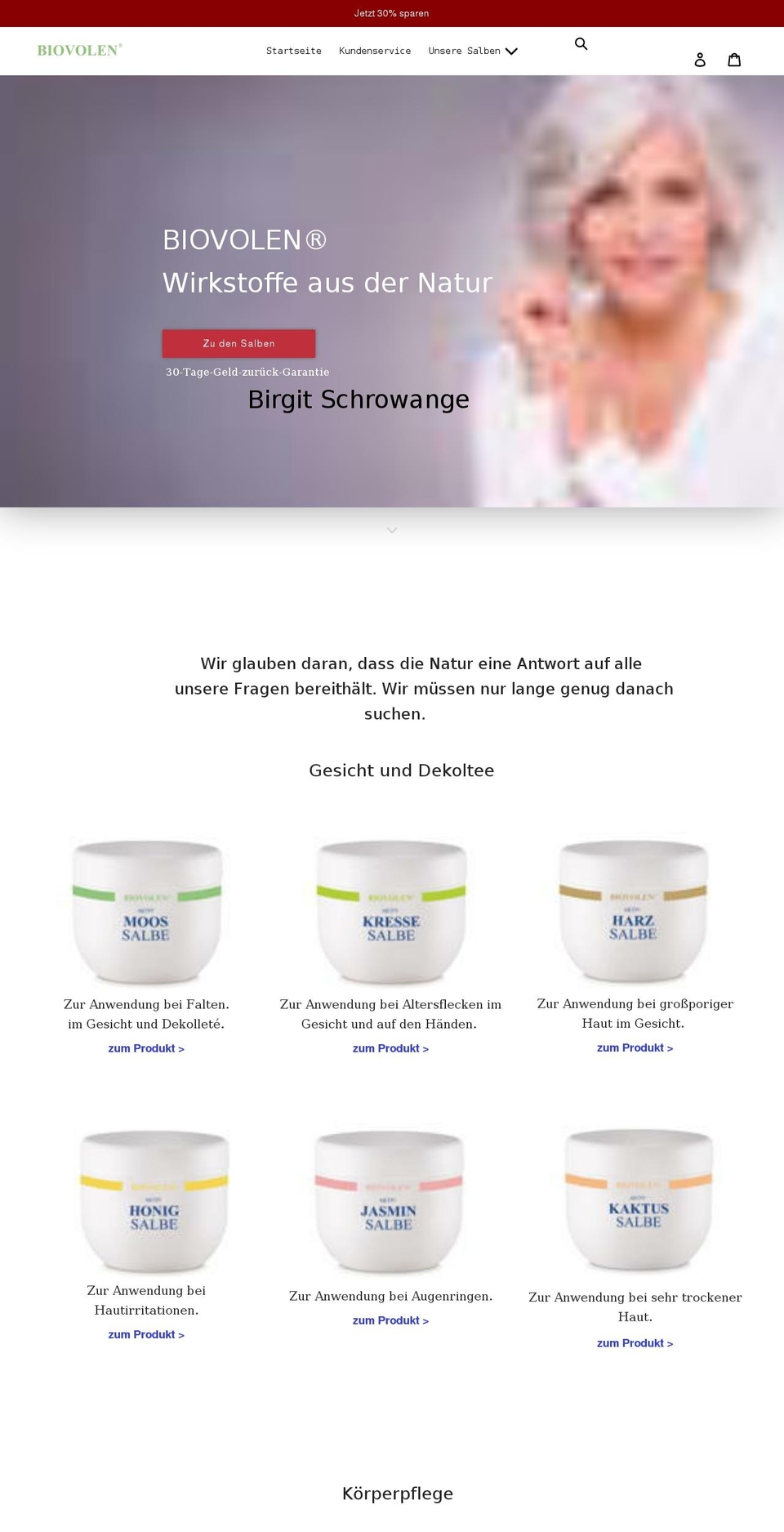 biovolen.de shopify website screenshot