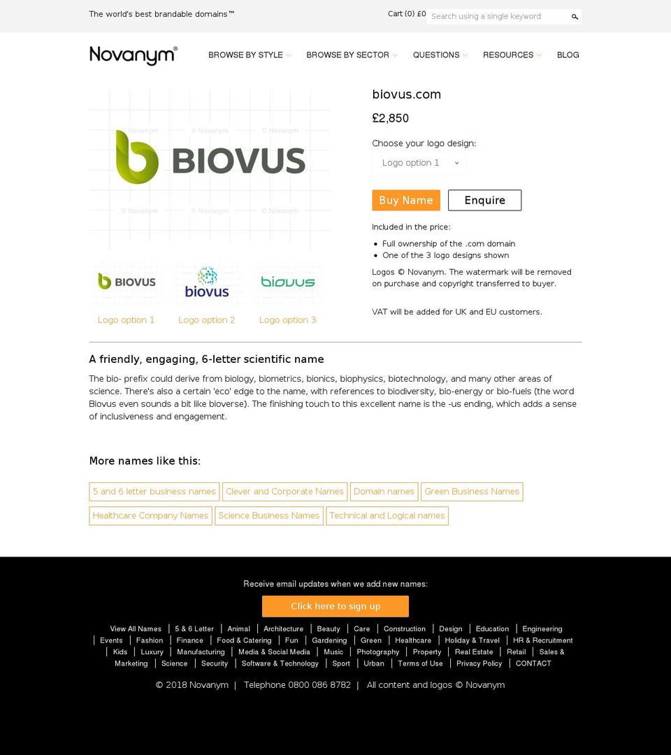 biovus.com shopify website screenshot