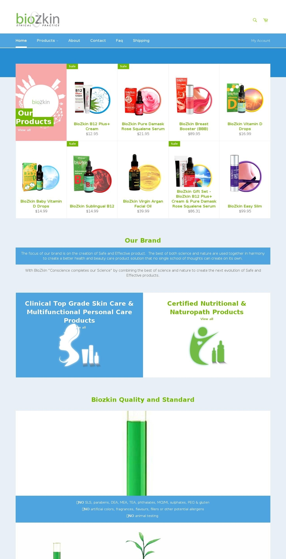 biozkin.com shopify website screenshot