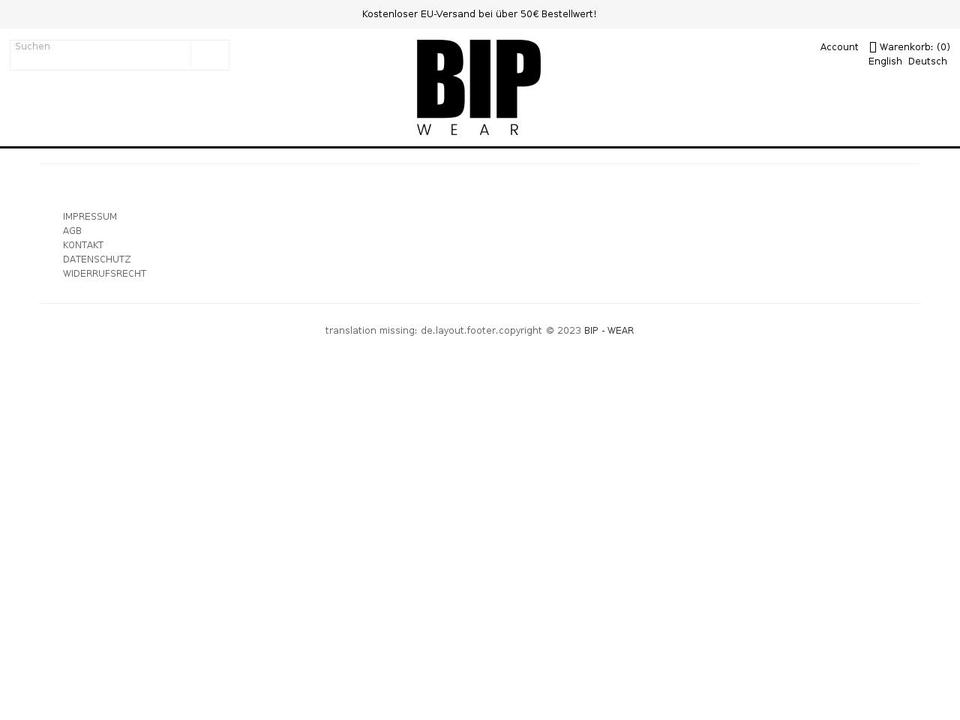 bip-wear.de shopify website screenshot