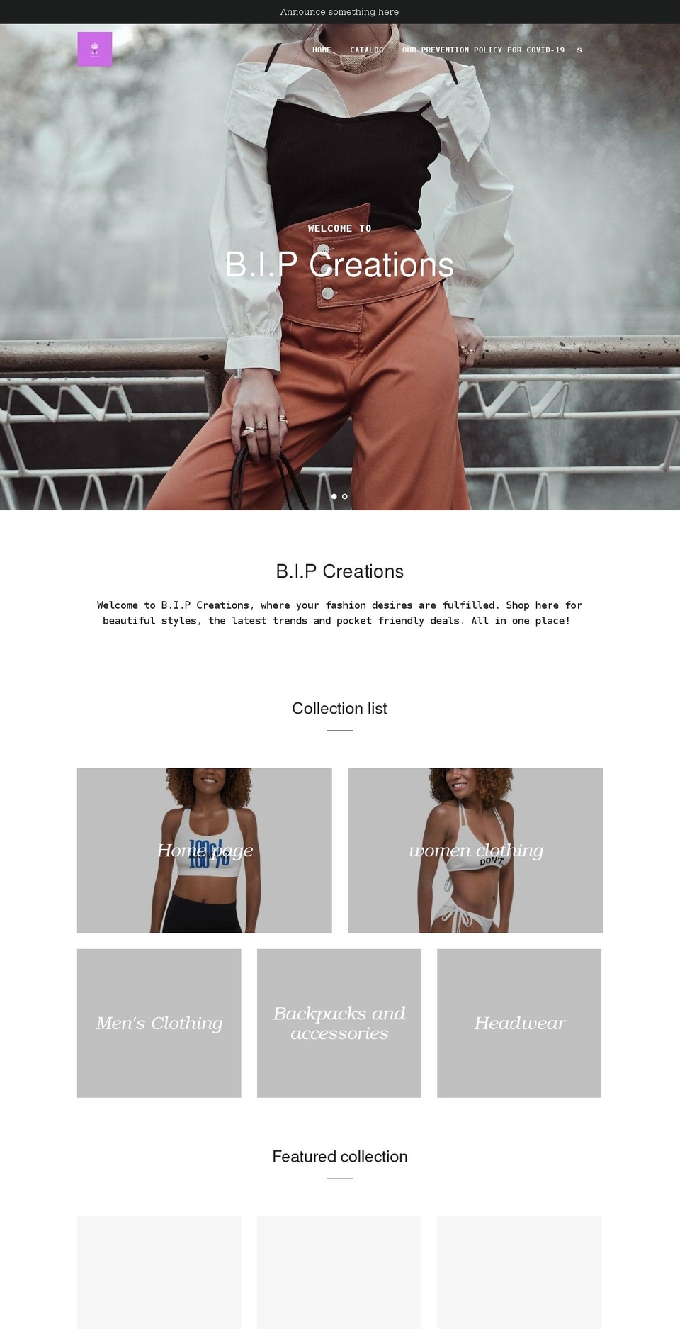 bipcreations.com shopify website screenshot