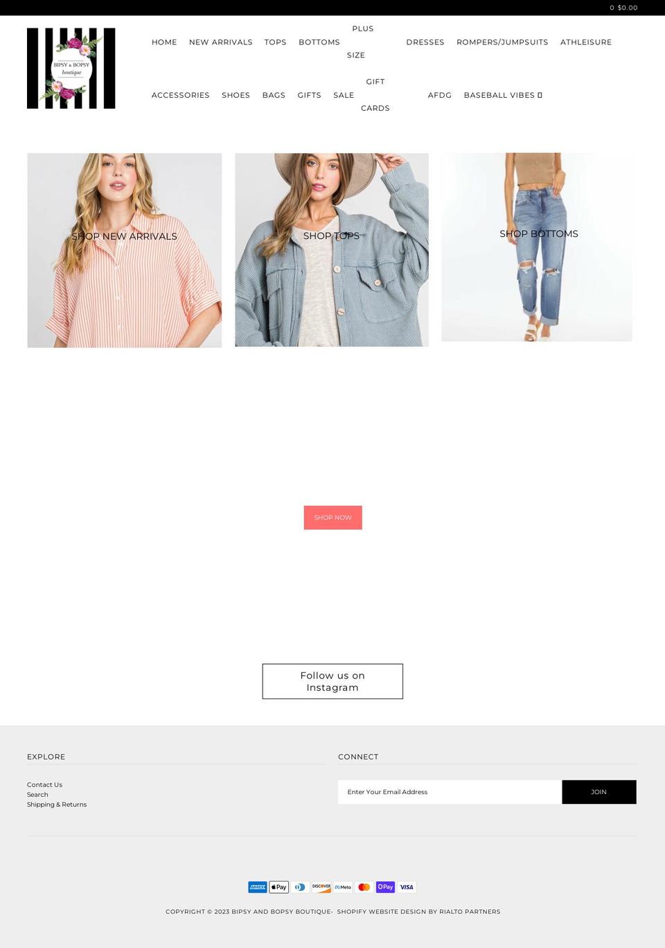 bipsyandbopsyboutique.com — Shopify storefront screenshot