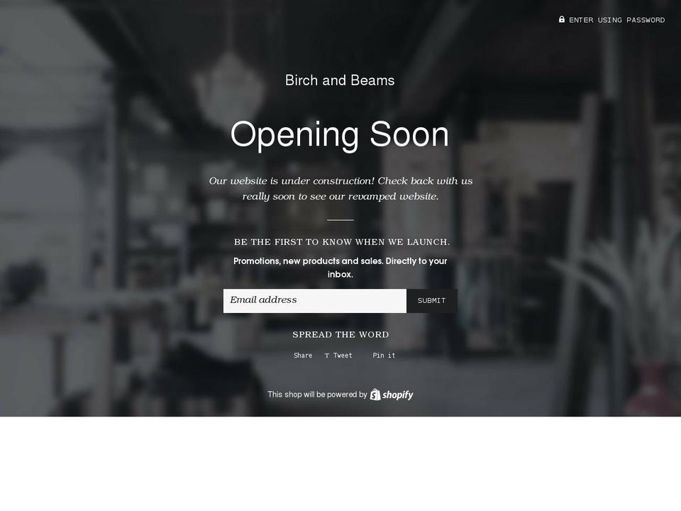 birchandbeams.com shopify website screenshot