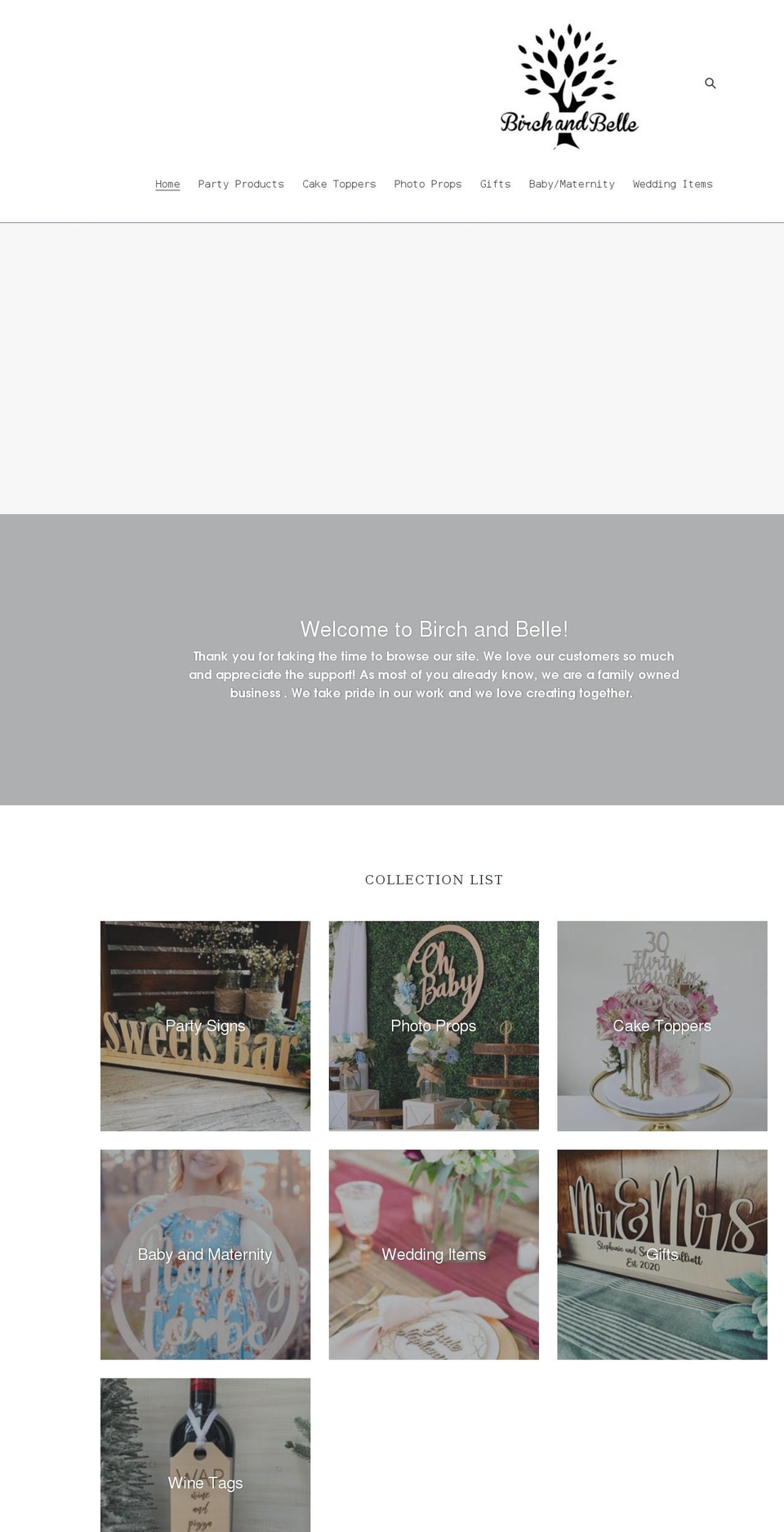 birchandbelle.com shopify website screenshot