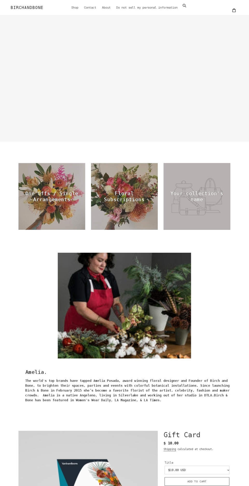 birchandbone.com shopify website screenshot