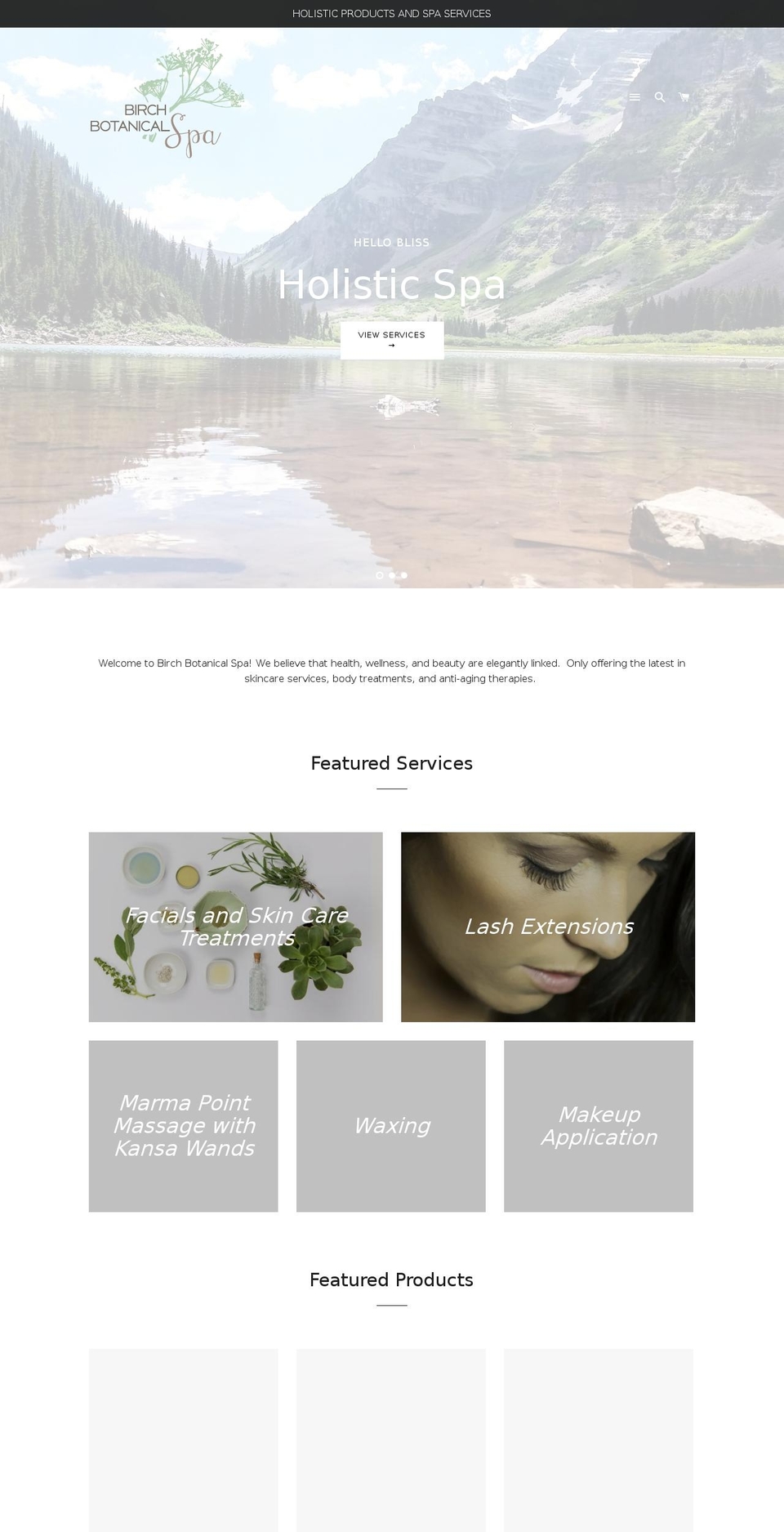 birchbotanicalspa.com — Shopify storefront screenshot