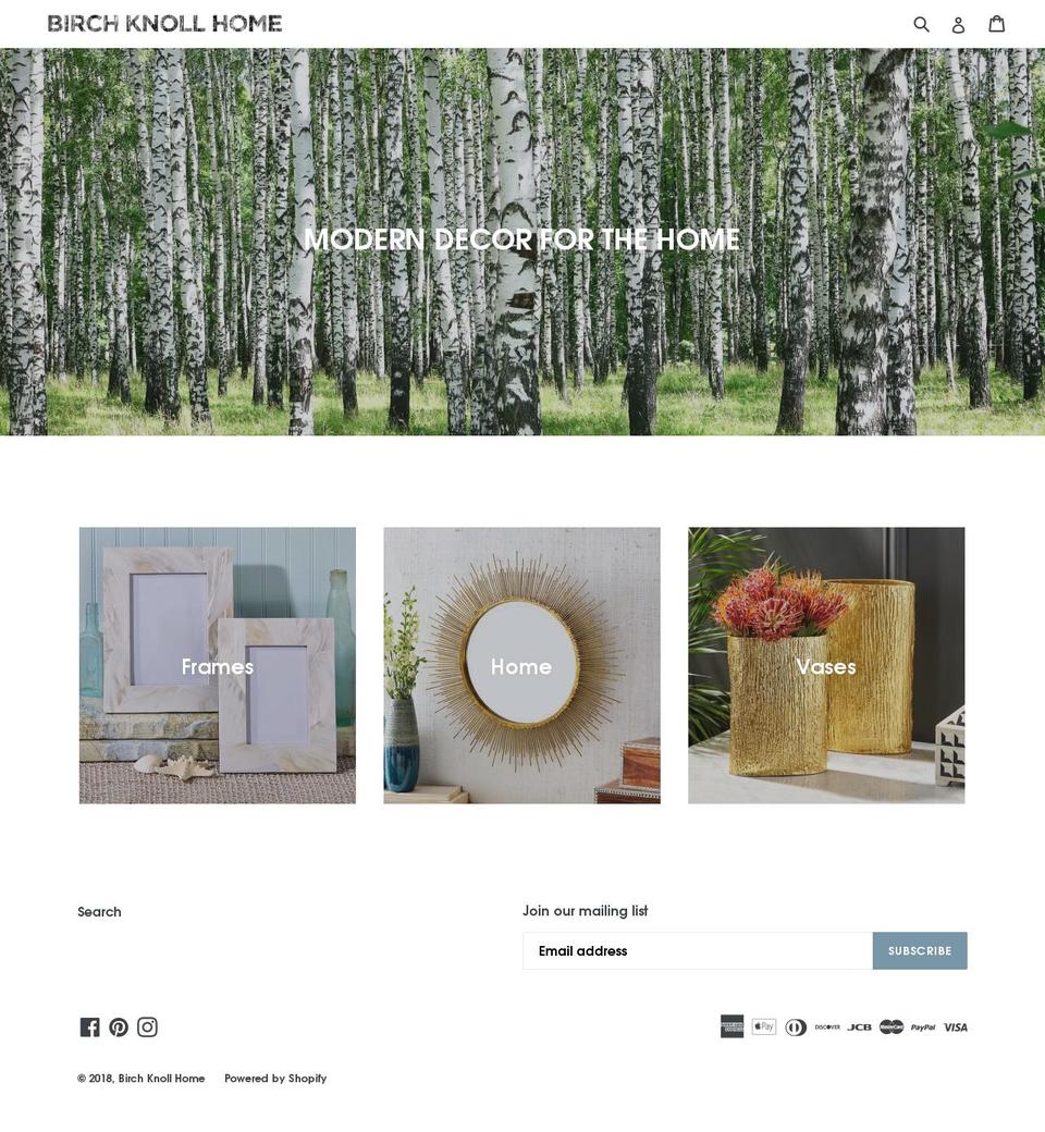 birchknollhome.com shopify website screenshot