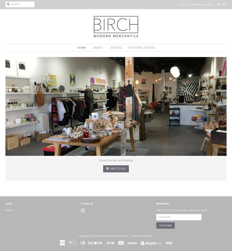 birchmercantile.com shopify website screenshot