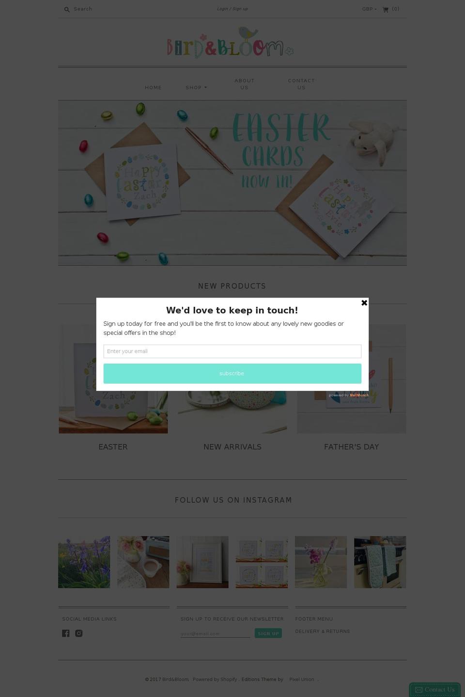 bird-bloom.com shopify website screenshot