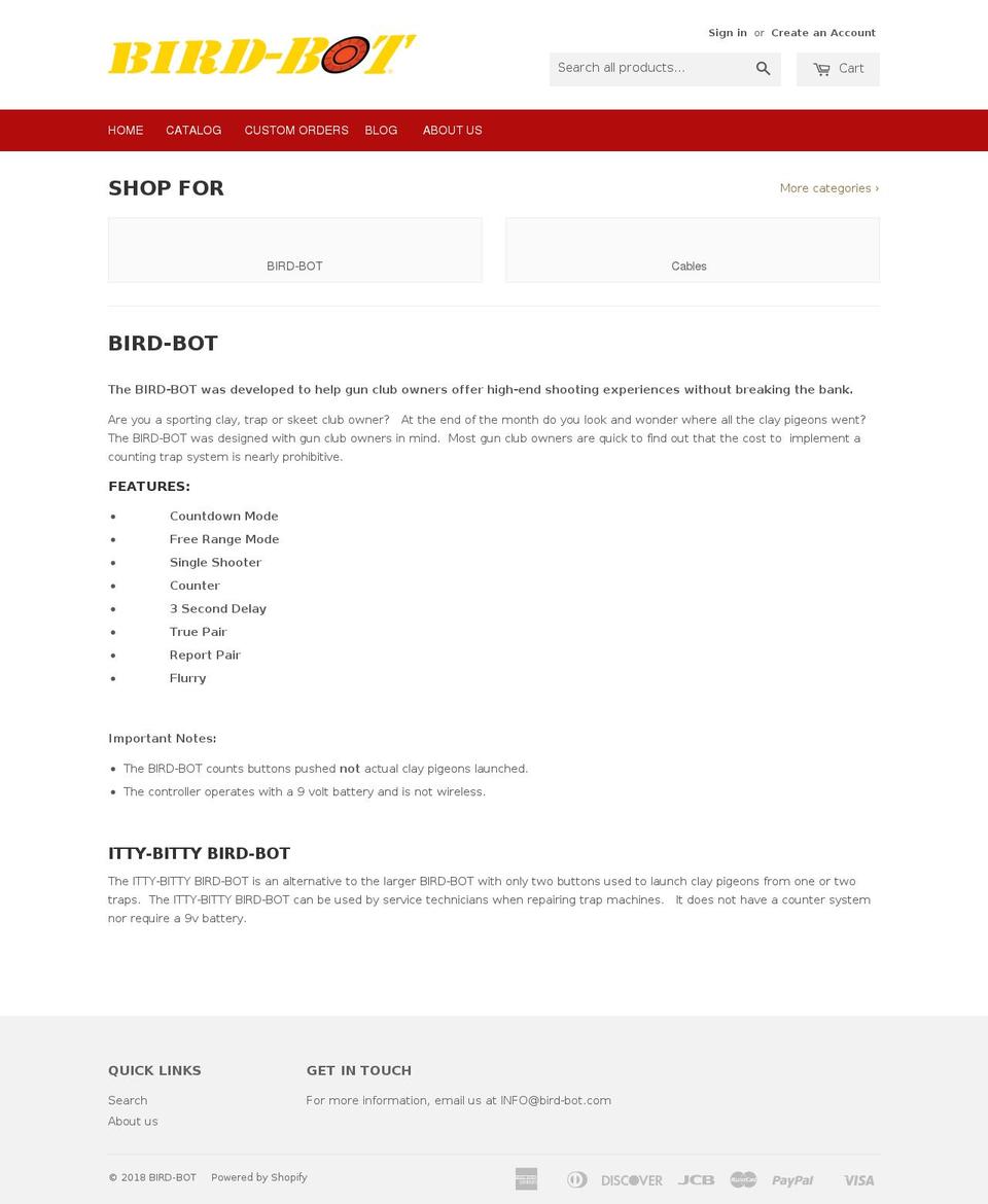 bird-bot.com shopify website screenshot